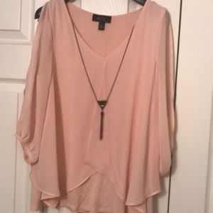 Cold shoulder mid sleeve top